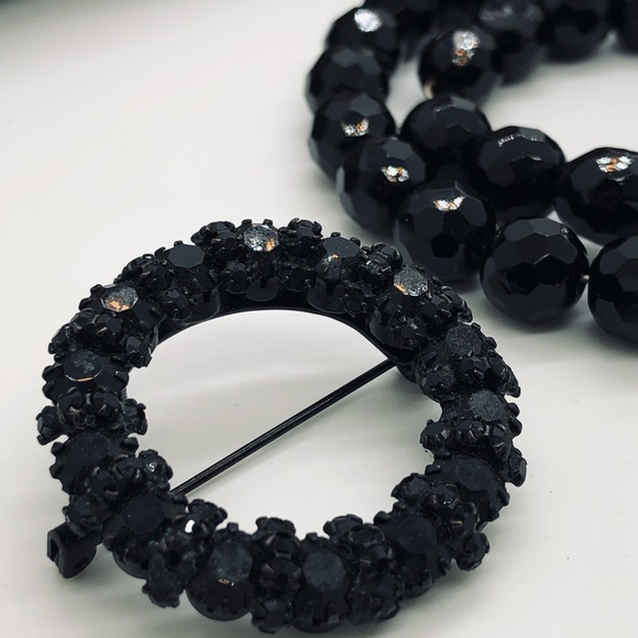 Vintage Black Deco Crystal Bracelet & Brooch 🖤🖤 - Picture 7 of 10
